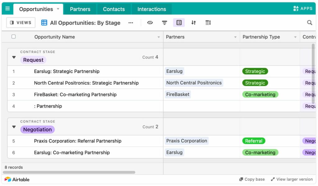Un CRM avec Airtable